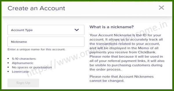 Choose Account Type